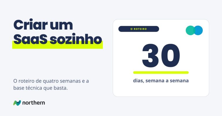 Criar um SaaS sozinho: o número 30 em destaque: dias, semana a semana