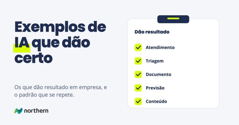 Exemplos de IA que dão certo: checklist Dão resultado: Atendimento, Triagem, Documento, Previsão e Conteúdo