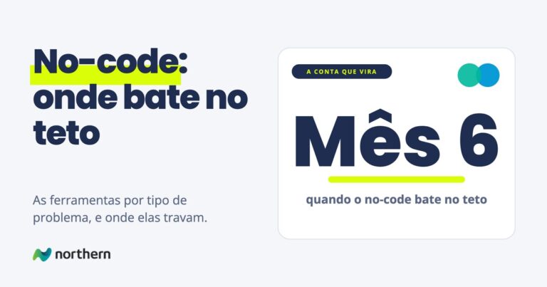 No-code: onde bate no teto: o número Mês 6 em destaque: quando o no-code bate no teto
