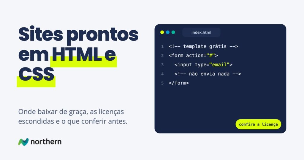Sites prontos em HTML e CSS: trecho de código em index.html