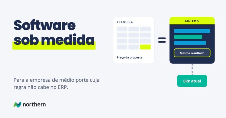 Planilha de preço ao lado do sistema sob medida, com o mesmo resultado nos dois e o sistema ligado ao ERP que a empresa já usa